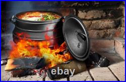 Pre-Seasoned Cast Iron Cauldron African Potjie Pot with Lid 3 Legs for Even