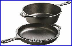 Pre-Seasoned Cast Iron Cooker Combo 3-Qt Skillet Pan Cookware Dutch Oven Lodge