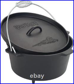 Pre-Seasoned Cast Iron Dutch Oven With Feet Features Flanged Camp Lid Stainless Co
