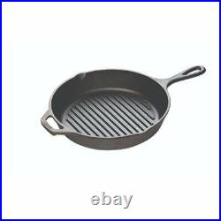 Pre-Seasoned Cast Iron Grill Pan With Assist Handle 10.25 inch Black