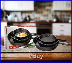 Pre-Seasoned Cast Iron Skillet 3 Pack Set Stove Oven Fry Pans Pots Cookware Pan