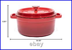 Pre-Seasoned Enameled Cast Iron Dutch Oven with Lid and Handle 5.2 Quart Heavy