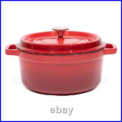 Pre-Seasoned Enameled Cast Iron Dutch Oven with Lid and Handle 5.2 Quart Heavy