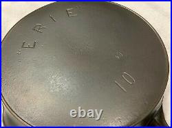 Pre-griswold Erie #10 Cast Iron Skillet Bullseye Mark With Heat Ring