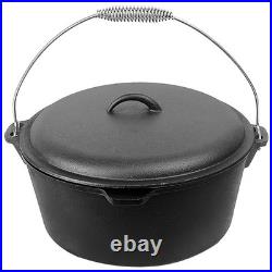 Pre-seasoned 9 Quart 12 Inch Cast Iron Dutch Oven with Dome Lid