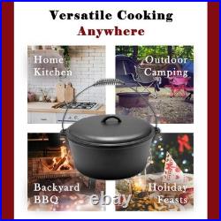 Pre-seasoned 9 Quart 12 Inch Cast Iron Dutch Oven with Dome Lid
