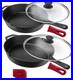 Premium Cast Iron Skillet Set 10 & 12 with Lids & Comfortable Grips