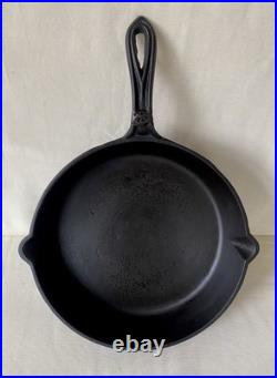 Primitive 1800's #7 Restored Cast Iron Skillet Gate Mark Heat Ring Double Spout