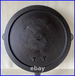 Primitive 1800's #7 Restored Cast Iron Skillet Gate Mark Heat Ring Double Spout