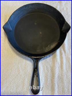 Primitive 1800's Rare WOOD BISHOP & CO. Cast Iron Skillet #8 Thin Wall Gate Mark