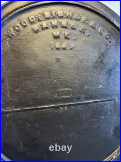 Primitive 1800's Rare WOOD BISHOP & CO. Cast Iron Skillet #8 Thin Wall Gate Mark
