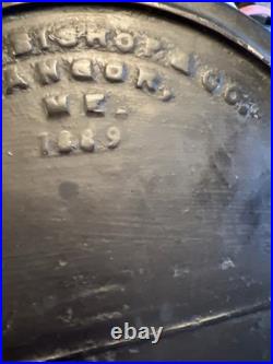 Primitive 1800's Rare WOOD BISHOP & CO. Cast Iron Skillet #8 Thin Wall Gate Mark