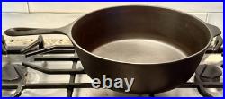 Pristine Lodge Cast Iron Chicken Fryer #8 + Lid, 3 Notch Ring, 10.25, 1945-55