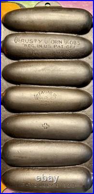 Pristine Senior Wagner Ware Krusty Korn Kobs 15 x 7 Cast Iron Pan, Pat. 1920