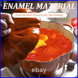 Pumpkin Cast Iron Dutch Oven, 4Qt Pumpkin-Shaped Cocotte, Enamel Cast Iron Cooki Pumpkin Cast Iron Dutch Oven, 4Qt Pumpkin-Shaped Cocotte, Enamel Cast Iron Cooki