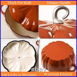 Pumpkin Cast Iron Dutch Oven, 4Qt Pumpkin-Shaped Cocotte, Enamel Cast Iron Cooki Pumpkin Cast Iron Dutch Oven, 4Qt Pumpkin-Shaped Cocotte, Enamel Cast Iron Cooki