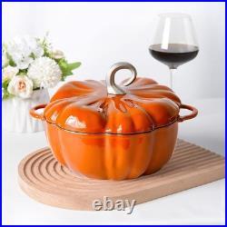 Pumpkin Cast Iron Dutch Oven, 4qt Pumpkin-Shaped Cocotte, Enamel Cast Iron Cooki