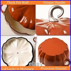 Pumpkin Cast Iron Dutch Oven, 4qt Pumpkin-Shaped Cocotte, Enamel Cast Iron Cooki