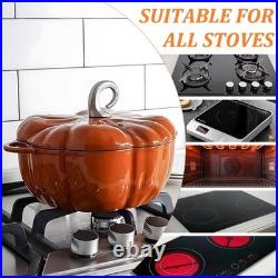 Pumpkin Cast Iron Dutch Oven, 4qt Pumpkin-Shaped Cocotte, Enamel Cast Iron Cooki