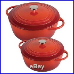 Pyrolux Pyrochef Cast Iron Casserole Stock Pot Combo 20cm/2L 28cm/6L Cookware