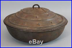 RARE! Antique 19thC Cast Iron Cookware Cook Pot with 20-Star Cover