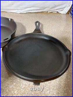 RARE Cast Iron Wagner Ware 5 Star HINGED Skillet & Lid Set 1403 cleaned/Seasoned