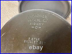 RARE Cast Iron Wagner Ware 5 Star HINGED Skillet & Lid Set 1403 cleaned/Seasoned