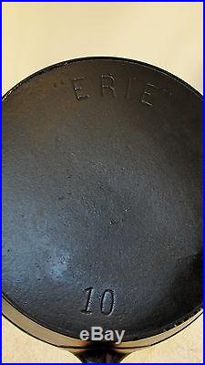 RARE ERIE 10 Cast Iron Skillet With Heat Ring Pre Griswold