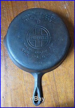 RARE GRISWOLD DINNER SKILLET ALL IN ONE 1008 CAST IRON PAN Erie PA