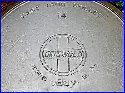 RARE Griswold Erie 14 Slant Logo Cast Iron Skillet Level Clean