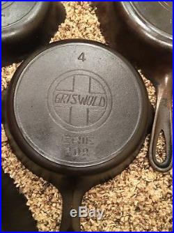 RARE Griswold Slant Large Logo Cast Iron Skillet Lot Set 3 4 5 6 7 8 9 10 Flat