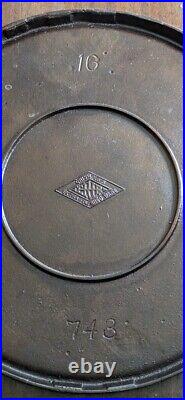 RARE! GriswoldDIAMOND LOGO1905-1906743#16 Cast Iron GriddleOnly Made 1 Yr