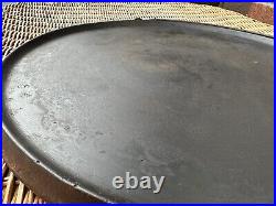 RARE HTF Wagner Arch 14 Cast Iron Flat Griddle Skillet With Bail 14 Flat On Glass