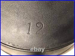 RARE LARGE ERIE #12 Cast Iron Skillet, pre-Griswold 14'' quote Mark FANCY 12