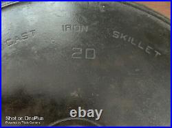 RARE LARGE GRISWOLD ERIE #20 Cast Iron Skillet WithHeat Ring No Cracks