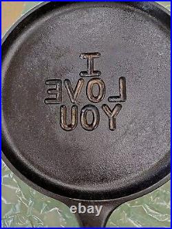 RARE LODGE 10.5 inch Round Cast Iron Griddle RECESSED- I LOVE YOU 90G