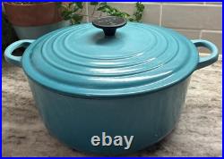 RARE Le Creuset Caribbean Teal Cast Iron Dutch Oven #26, 5.5 Qt. R121 VTG