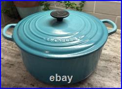 RARE Le Creuset Caribbean Teal Cast Iron Dutch Oven #26, 5.5 Qt. R121 VTG