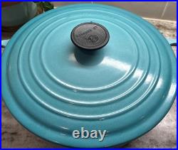 RARE Le Creuset Caribbean Teal Cast Iron Dutch Oven #26, 5.5 Qt. R121 VTG