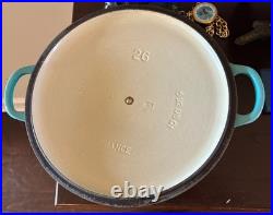 RARE Le Creuset Caribbean Teal Cast Iron Dutch Oven #26, 5.5 Qt. R121 VTG