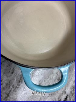 RARE Le Creuset Caribbean Teal Cast Iron Dutch Oven #26, 5.5 Qt. R121 VTG