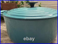 RARE Le Creuset Caribbean Teal Cast Iron Dutch Oven #26, 5.5 Qt. R121 VTG