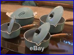 RARE Le Creuset Vintage Pots & Dutch Oven Cast Iron Enamel Set RARE Paris Blue