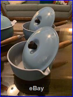 RARE Le Creuset Vintage Pots & Dutch Oven Cast Iron Enamel Set RARE Paris Blue