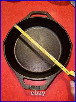 RARE Lodge 10 In Dual Handle Cast Iron Skillet L10SKL CB Cracker Barrel UNUSED