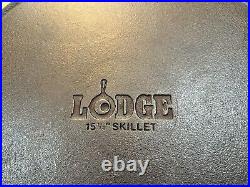 RARE-RARE Vintage Lodge 15 1/4 Cast Iron Skillet USA D 14SK A Beauty