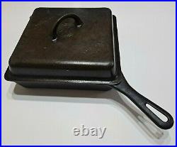 RARE VINTAGE GRISWOLD SQUARE CAST IRON SKILLET #768B With MATCHING LID #769 -FLAT