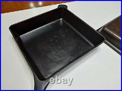 RARE VINTAGE GRISWOLD SQUARE CAST IRON SKILLET #768B With MATCHING LID #769 -FLAT
