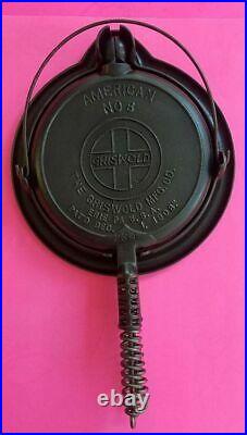 RARE Vintage Cast Iron No. 8 GRISWOLD CLOWS WAFFLE IRON, 234, 235, Restored