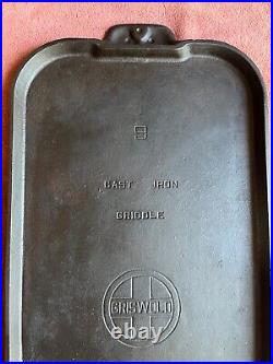 RARE Vintage GRISWOLD Block Large Logo Cast Iron #9 Long Rectangle Griddle 746 E